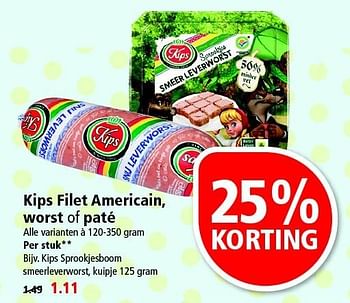 Aanbiedingen Kips filet americain, worst of paté - Kips - Geldig van 29/03/2015 tot 04/04/2015 bij Plus