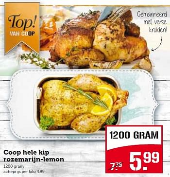 Aanbiedingen Coop hele kip rozemarijn-lemon - Huismerk - Coop - Geldig van 30/03/2015 tot 06/04/2015 bij Coop