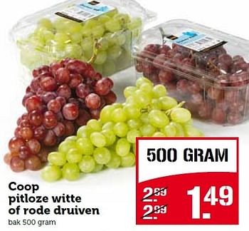 Aanbiedingen Coop pitloze witte of rode druiven - Huismerk - Coop - Geldig van 30/03/2015 tot 06/04/2015 bij Coop
