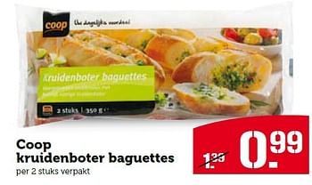 Aanbiedingen Coop kruidenboter baguettes - Huismerk - Coop - Geldig van 30/03/2015 tot 06/04/2015 bij Coop