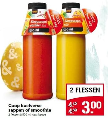 Aanbiedingen Coop koelverse sappen of smoothie - Huismerk - Coop - Geldig van 30/03/2015 tot 06/04/2015 bij Coop