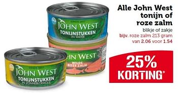 Aanbiedingen Alle john west tonijn of roze zalm - John West - Geldig van 30/03/2015 tot 06/04/2015 bij Coop