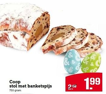 Aanbiedingen Coop stol met banketspijs - Huismerk - Coop - Geldig van 30/03/2015 tot 06/04/2015 bij Coop