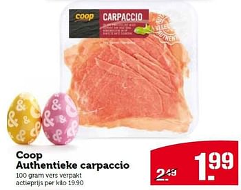 Aanbiedingen Coop authentieke carpaccio - Huismerk - Coop - Geldig van 30/03/2015 tot 06/04/2015 bij Coop