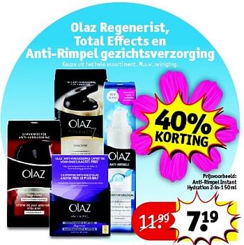 Aanbiedingen Olaz regenerist, total effects en anti-rimpel gezichtsverzorging - Olaz - Geldig van 31/03/2015 tot 05/04/2015 bij Kruidvat