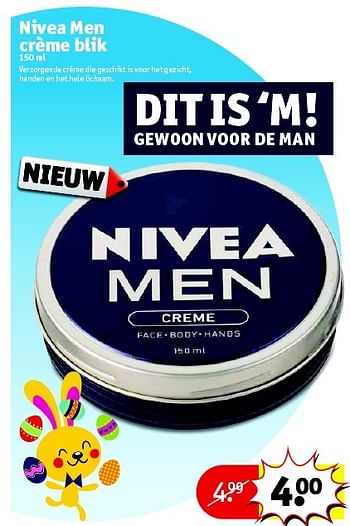 Aanbiedingen Nivea men crème blik - Nivea - Geldig van 31/03/2015 tot 05/04/2015 bij Kruidvat
