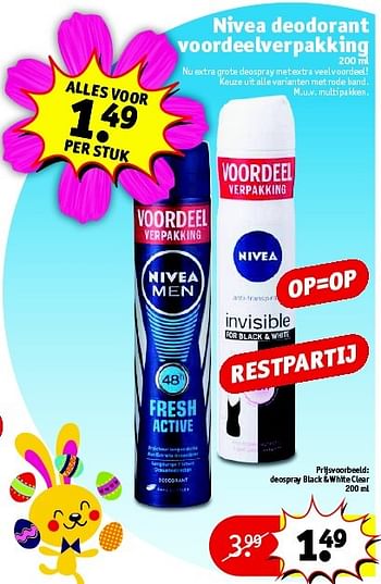 Aanbiedingen Nivea deodorant voordeelverpakking - Nivea - Geldig van 31/03/2015 tot 05/04/2015 bij Kruidvat