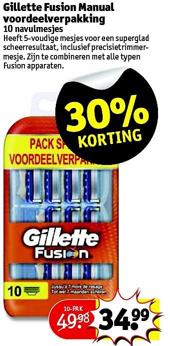 Aanbiedingen Gillette fusion manual voordeelverpakking - Gillette - Geldig van 31/03/2015 tot 05/04/2015 bij Kruidvat