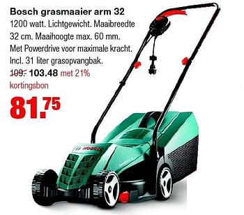 Aanbiedingen Bosch grasmaaier arm 32 - Bosch - Geldig van 30/03/2015 tot 06/04/2015 bij Praxis