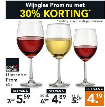 Aanbiedingen Glasserie prom - Royal Leerdam - Geldig van 30/03/2015 tot 08/04/2015 bij Blokker