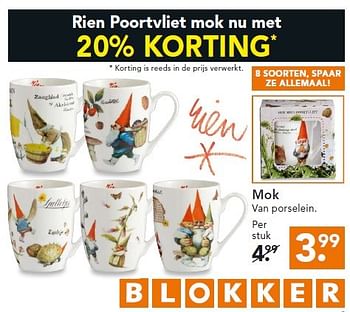 Aanbiedingen Mok van porselein - Huismerk - Blokker - Geldig van 30/03/2015 tot 08/04/2015 bij Blokker