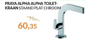 Aanbiedingen Praya alpha alpha toiletkraan staand plat chroom - Praya - Geldig van 01/04/2015 tot 30/04/2015 bij Sanitairwinkel