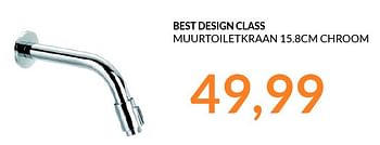 Aanbiedingen Best design class muurtoiletkraan 15.8cm chroom - Best Design - Geldig van 01/04/2015 tot 30/04/2015 bij Sanitairwinkel
