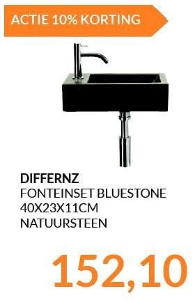 Aanbiedingen Differnz fonteinset bluestone 40x23x11cm natuursteen - Differnz - Geldig van 01/04/2015 tot 30/04/2015 bij Sanitairwinkel