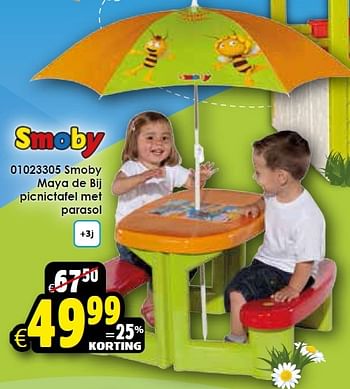 Aanbiedingen Smoby maya de bij picnictafel met parasol - Maya - Geldig van 18/04/2015 tot 03/05/2015 bij ToyChamp