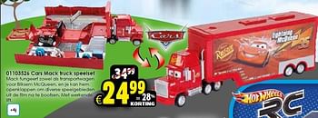 Aanbiedingen Cars mack truck speelset - Cars - Geldig van 18/04/2015 tot 03/05/2015 bij ToyChamp