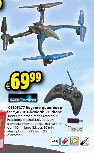Aanbiedingen Rayvore quadrocopter 2,4ghz 4-kanaals rc drone - Rayvore - Geldig van 18/04/2015 tot 03/05/2015 bij ToyChamp