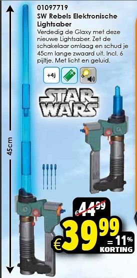 Aanbiedingen Sw rebels elektronische lightsaber - Star Wars - Geldig van 18/04/2015 tot 03/05/2015 bij ToyChamp