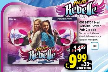 Aanbiedingen Nerf rebelle power pair 2 pack - Nerf - Geldig van 18/04/2015 tot 03/05/2015 bij ToyChamp