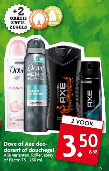 Aanbiedingen Dove of axe deodorant of douchegel - Axe - Geldig van 05/04/2015 tot 11/04/2015 bij Deka Markt