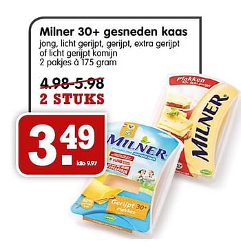 Aanbiedingen Milner 30+ gesneden kaas - Milner - Geldig van 05/04/2015 tot 11/04/2015 bij Em-té