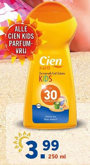 Aanbiedingen Lle cien kids parfumvrij - Cien sun - Geldig van 06/04/2015 tot 12/04/2015 bij Lidl
