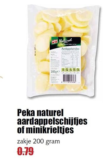 Aanbiedingen Peka naturel aardappelschijfjes of minikrieltjes - Peka - Geldig van 07/04/2015 tot 11/04/2015 bij MCD Supermarkten