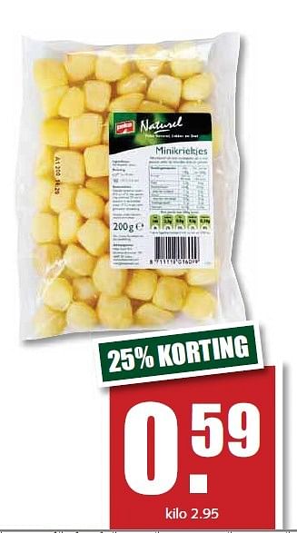 Aanbiedingen Peka naturel aardappelschijfjes of minikrieltjes - Peka - Geldig van 07/04/2015 tot 11/04/2015 bij MCD Supermarkten