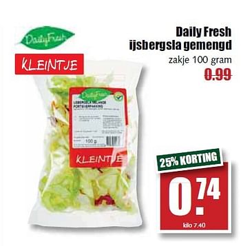 Aanbiedingen Daily fresh ijsbergsla gemengd - Daily Fresh - Geldig van 07/04/2015 tot 11/04/2015 bij MCD Supermarkten