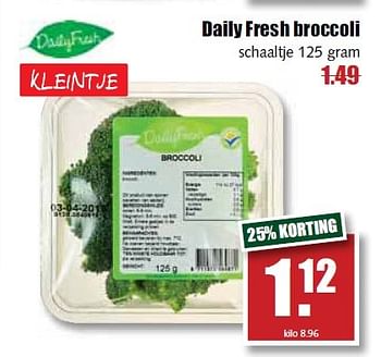 Aanbiedingen Daily fresh broccoli - Daily Fresh - Geldig van 07/04/2015 tot 11/04/2015 bij MCD Supermarkten