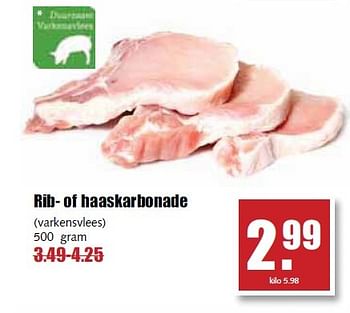 Aanbiedingen Rib- of haaskarbonade - Huismerk - MCD Supermarkten - Geldig van 07/04/2015 tot 11/04/2015 bij MCD Supermarkten