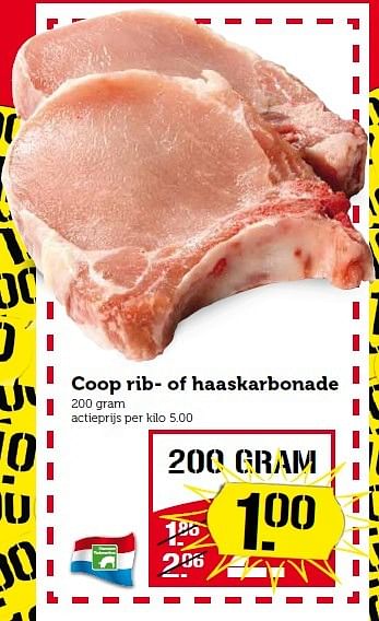 Aanbiedingen Coop rib- of haaskarbonade - Huismerk - Coop - Geldig van 07/04/2015 tot 12/04/2015 bij Coop