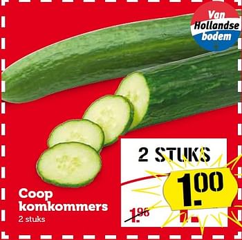Aanbiedingen Coop komkommers - Huismerk - Coop - Geldig van 07/04/2015 tot 12/04/2015 bij Coop