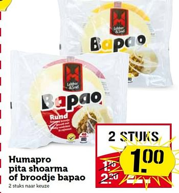 Aanbiedingen Humapro pita shoarma of broodje bapao - Humapro - Geldig van 07/04/2015 tot 12/04/2015 bij Coop