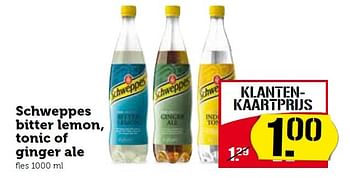 Aanbiedingen Schweppes bitter lemon, tonic of ginger ale - Schweppes - Geldig van 07/04/2015 tot 12/04/2015 bij Coop