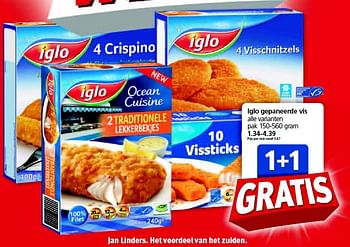 Aanbiedingen Iglo gepaneerde vis - Iglo - Geldig van 07/04/2015 tot 12/04/2015 bij Jan Linders