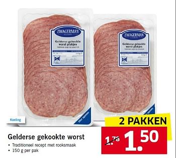 Aanbiedingen Gelderse gekookte worst - Zwagerman - Geldig van 06/04/2015 tot 12/04/2015 bij Lidl