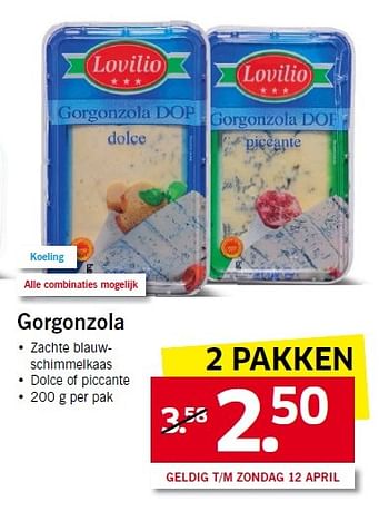 Aanbiedingen Gorgonzola - Lovilio - Geldig van 06/04/2015 tot 12/04/2015 bij Lidl