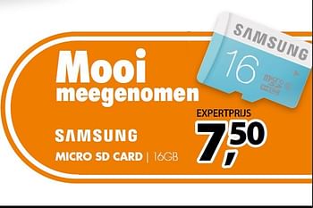 Aanbiedingen Samsung micro sd card 16gb - Samsung - Geldig van 06/04/2015 tot 13/04/2015 bij Expert