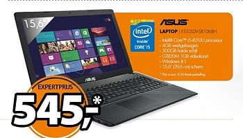 Aanbiedingen Asus laptop f552ldv-sx1068h - Asus - Geldig van 06/04/2015 tot 13/04/2015 bij Expert
