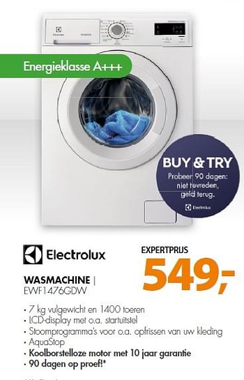 Aanbiedingen Electrolux wasmachine ewf1476gdw - Electrolux - Geldig van 06/04/2015 tot 13/04/2015 bij Expert