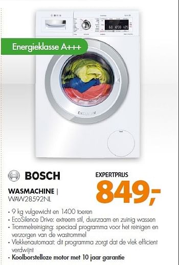 Aanbiedingen Bosch wasmachine waw28592nl - Bosch - Geldig van 06/04/2015 tot 13/04/2015 bij Expert