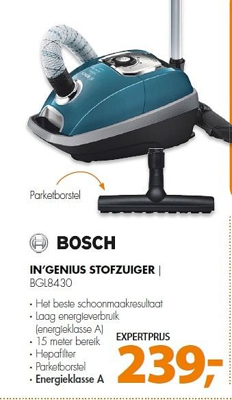 Aanbiedingen Bosch in`genius stofzuiger bgl8430 - Bosch - Geldig van 06/04/2015 tot 13/04/2015 bij Expert