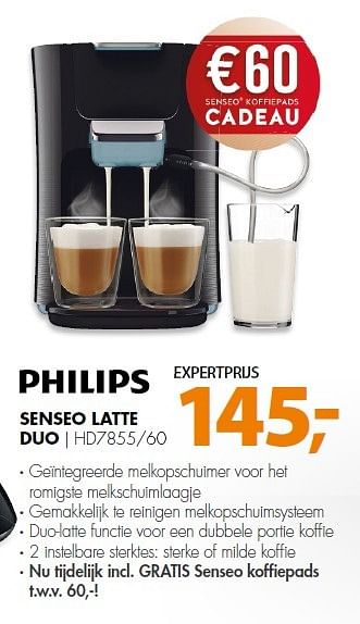 Aanbiedingen Philips senseo latte duo hd7855-60 - Philips - Geldig van 06/04/2015 tot 13/04/2015 bij Expert