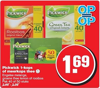 Aanbiedingen Pickwick 1-kops of meerkops thee  - Pickwick - Geldig van 08/04/2015 tot 14/04/2015 bij Hoogvliet