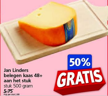 Aanbiedingen Jan linders belegen kaas 48+ aan het stuk - Huismerk - Jan Linders - Geldig van 07/04/2015 tot 12/04/2015 bij Jan Linders