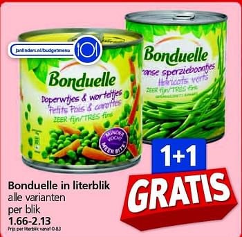 Aanbiedingen Bonduelle in literblik - Bonduelle - Geldig van 07/04/2015 tot 12/04/2015 bij Jan Linders