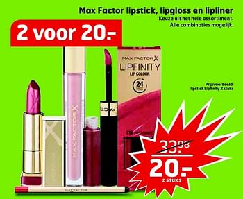 Aanbiedingen Max factor lipstick, lipgloss en lipliner - Max Factor - Geldig van 07/04/2015 tot 12/04/2015 bij Trekpleister