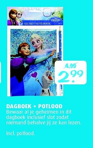 Aanbiedingen Dagboek + potlood - Disney  Frozen - Geldig van 03/04/2015 tot 18/04/2015 bij Boekenvoordeel