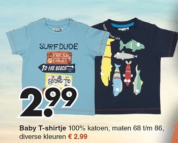 Aanbiedingen Baby t-shirtje - Huismerk - Wibra - Geldig van 07/04/2015 tot 18/04/2015 bij Wibra